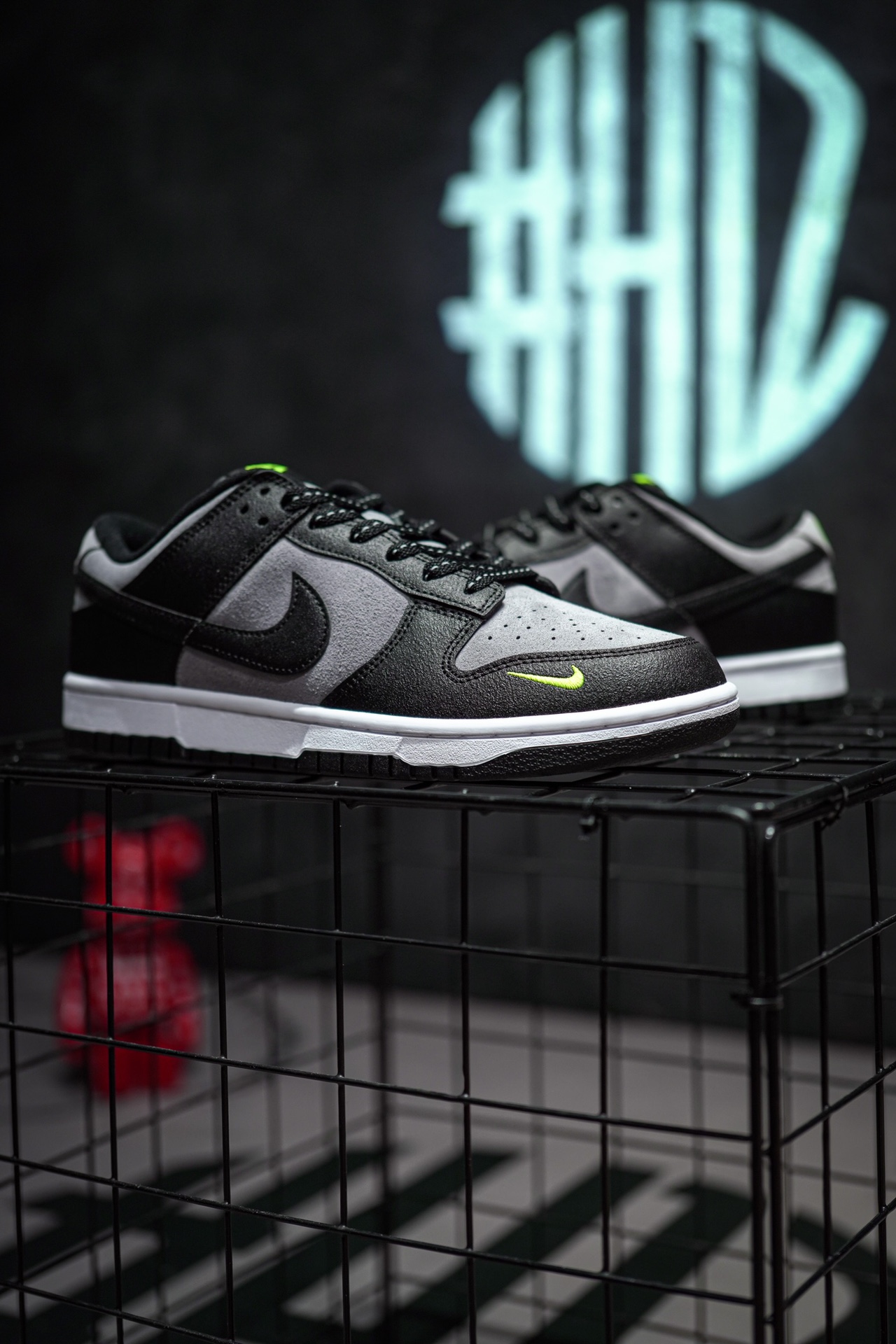 Nike Dunk Low Black Cool Grey Volt Mini Swoosh