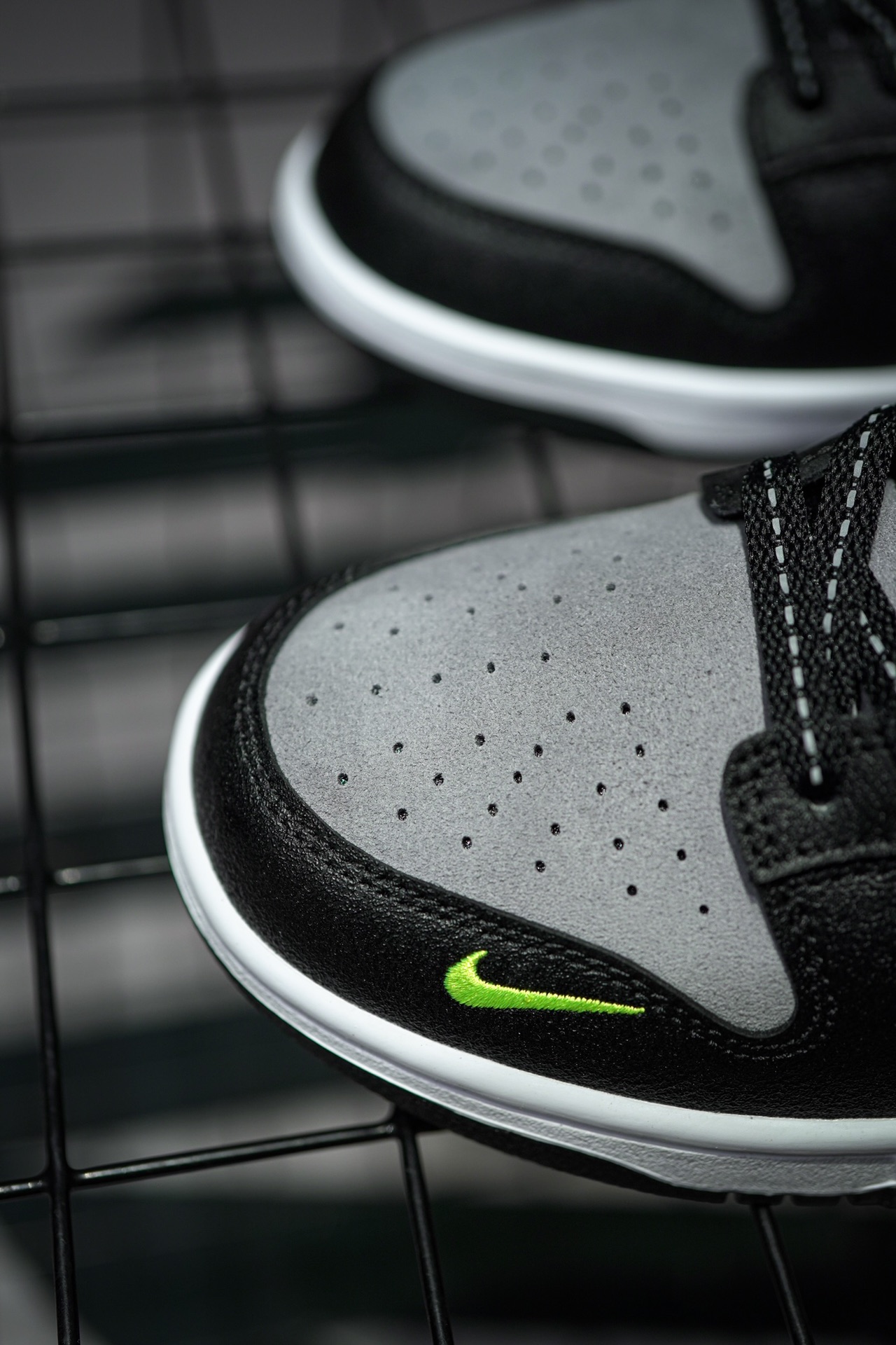Nike Dunk Low Black Cool Grey Volt Mini Swoosh