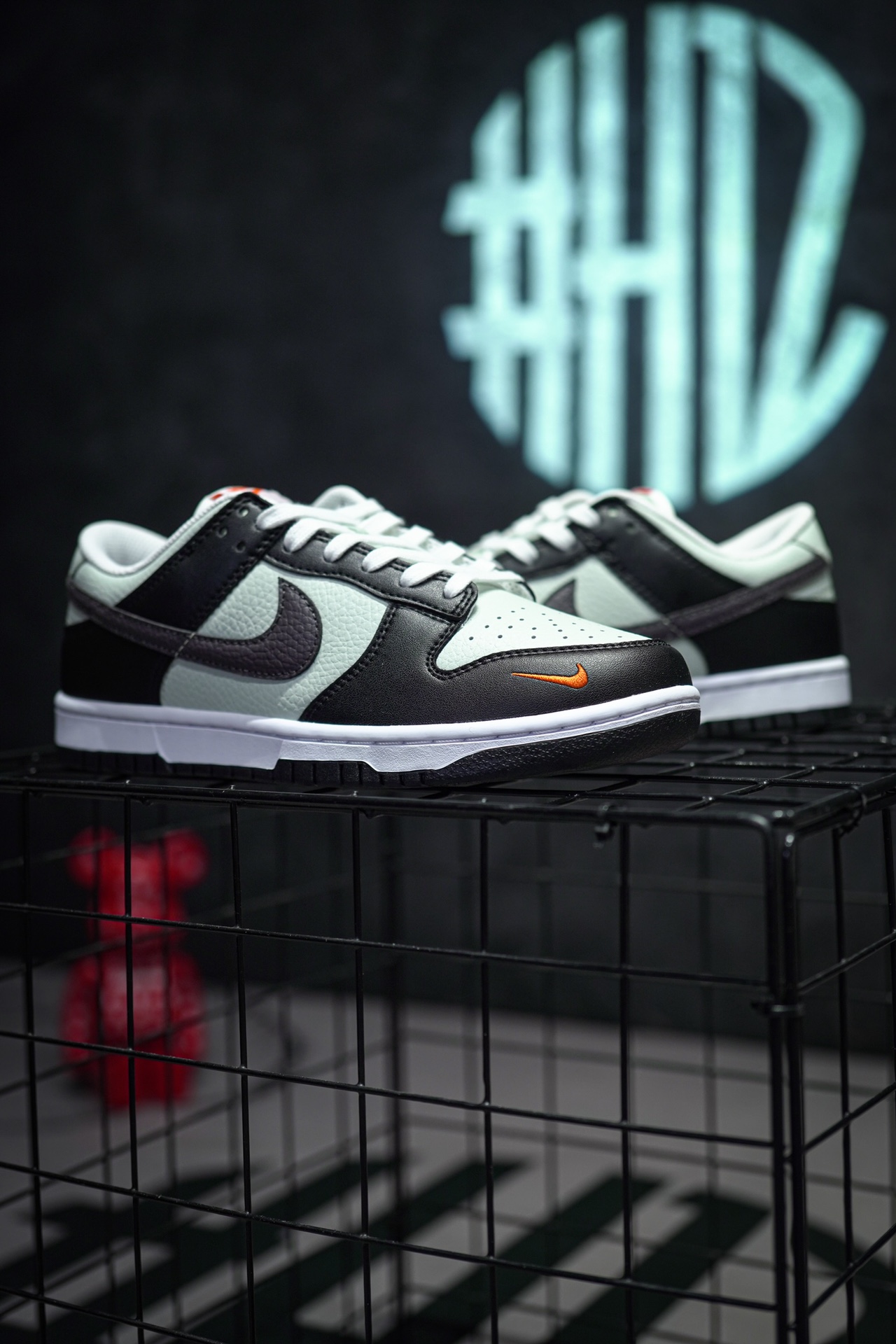Nike Dunk Low Black Total Orange Mini Swoosh