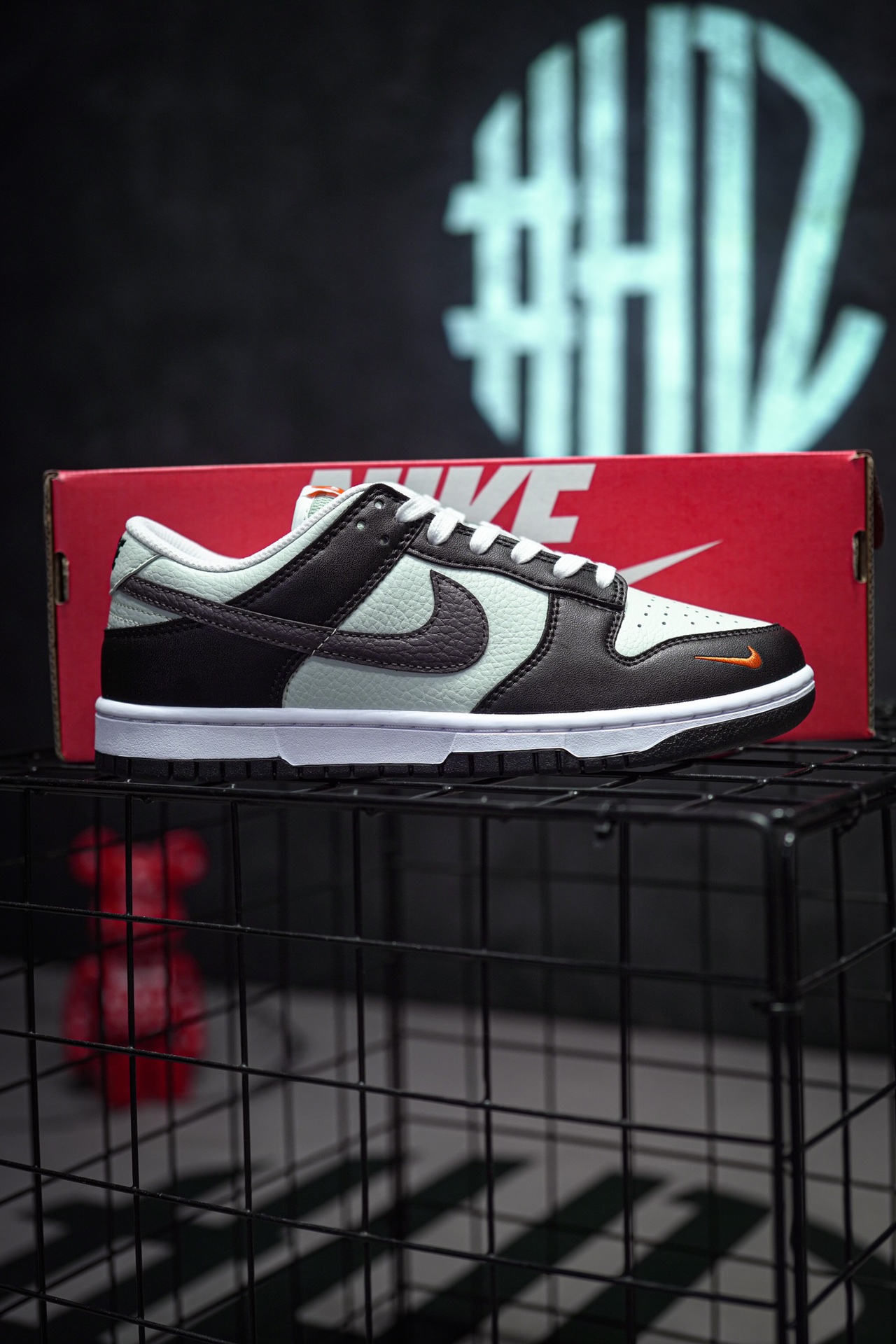 Nike Dunk Low Black Total Orange Mini Swoosh