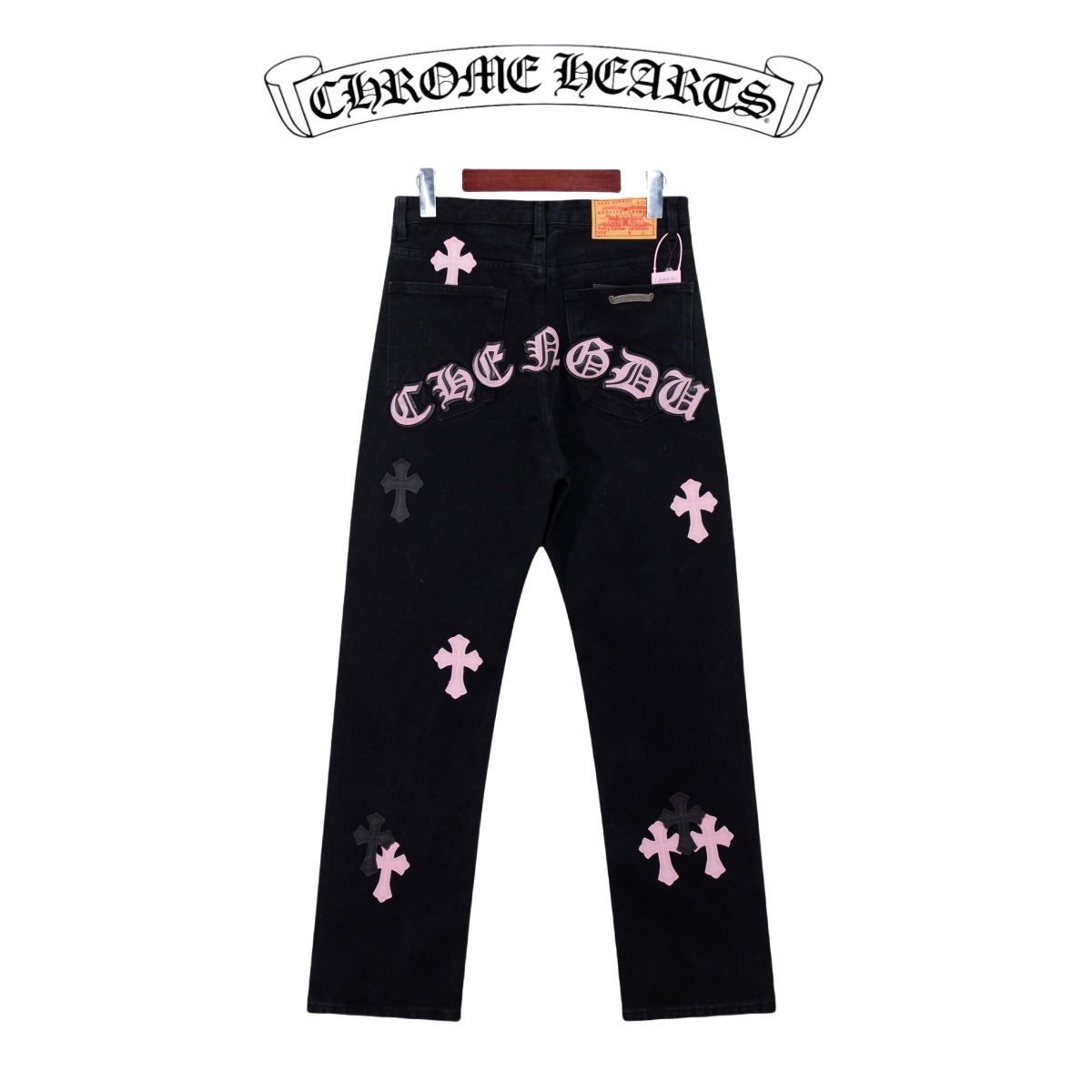 Chrome Hearts black and pink denim pants in 5 colors