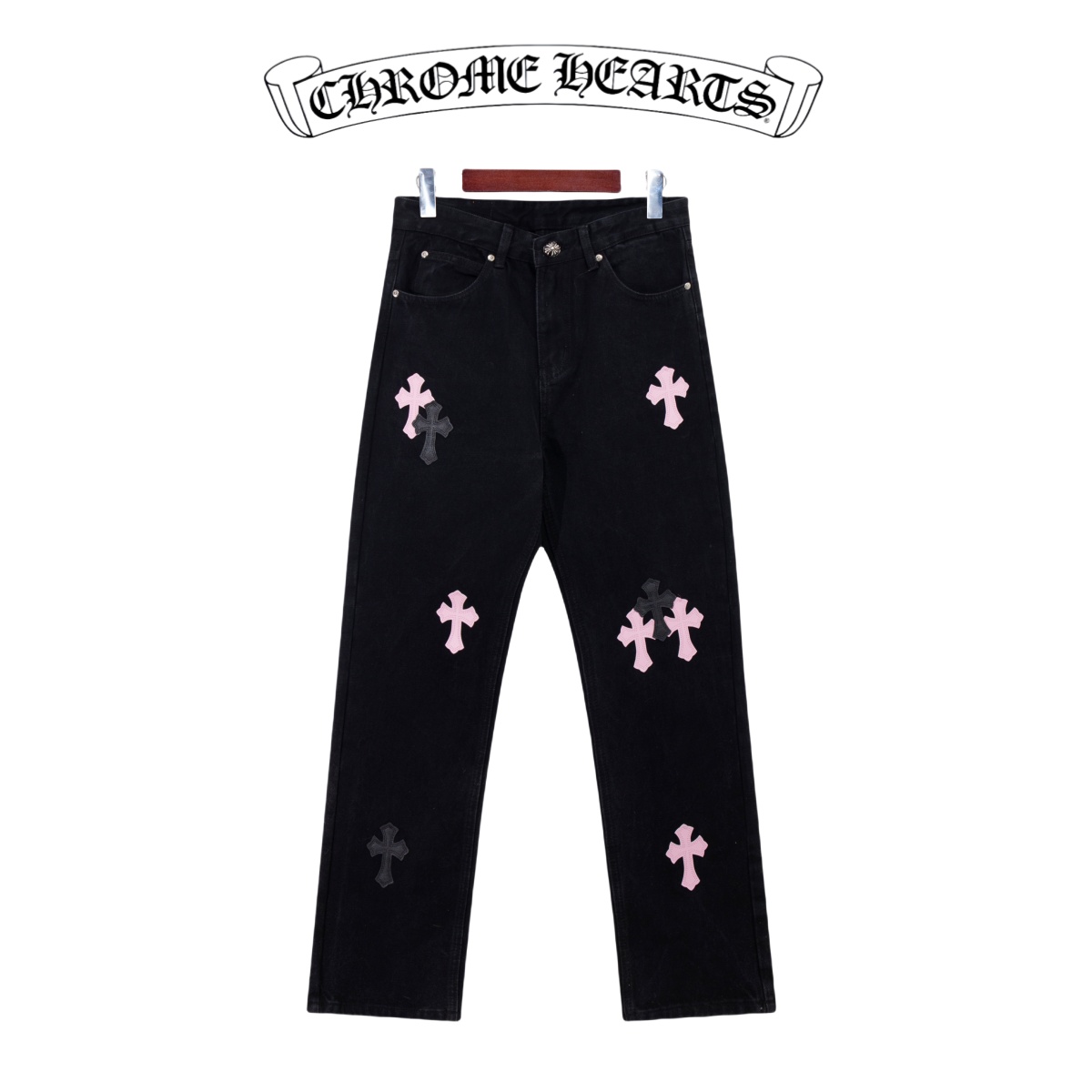 Chrome Hearts black and pink denim pants in 5 colors