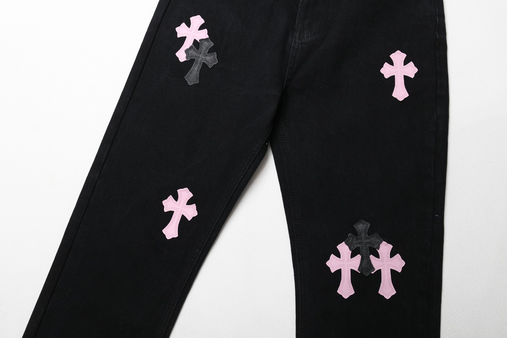 Chrome Hearts black and pink denim pants in 5 colors