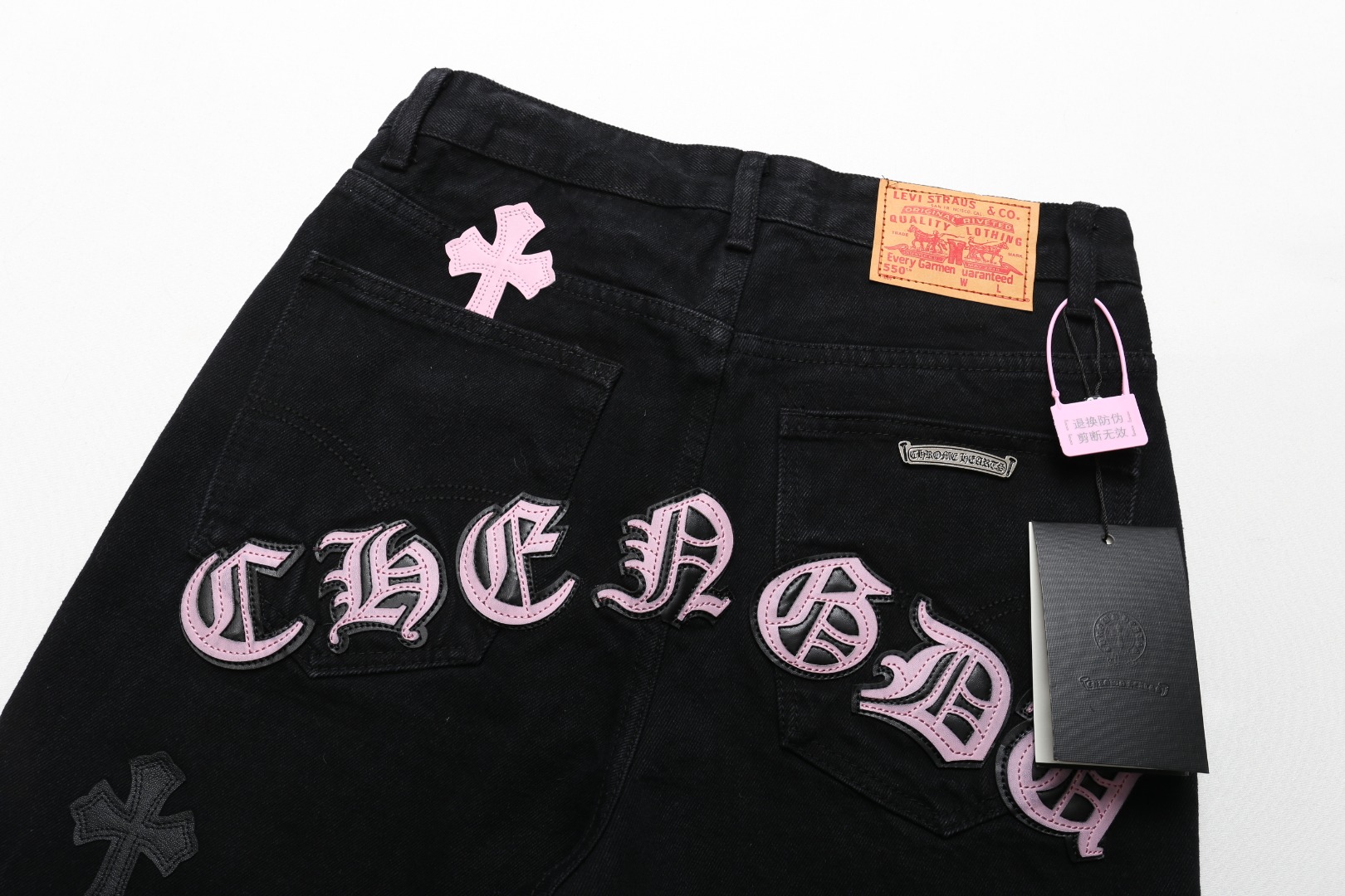 Chrome Hearts black and pink denim pants in 5 colors