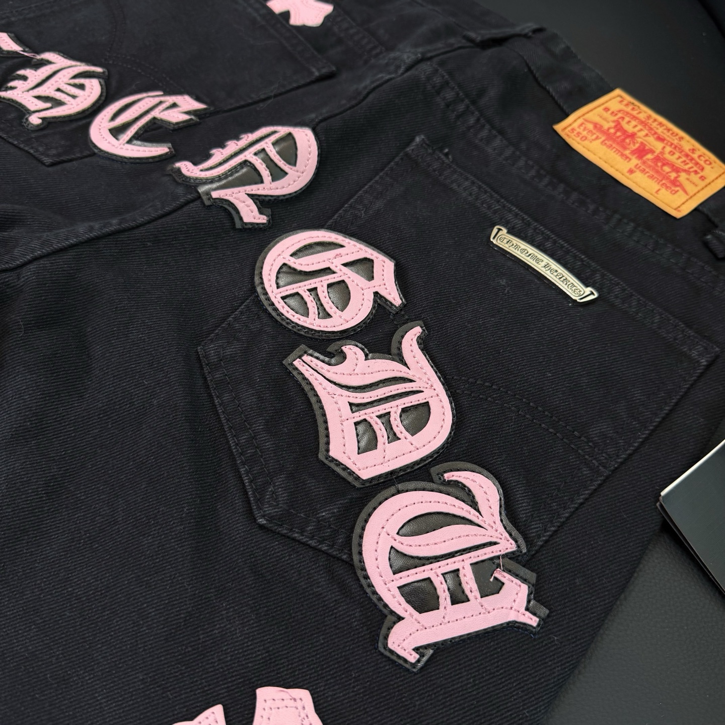 Chrome Hearts black and pink denim pants in 5 colors