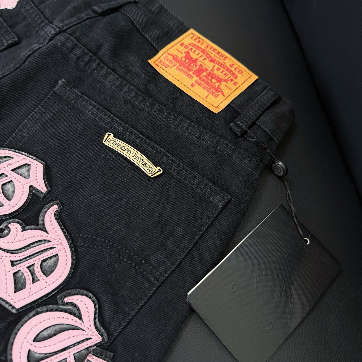 Chrome Hearts black and pink denim pants in 5 colors