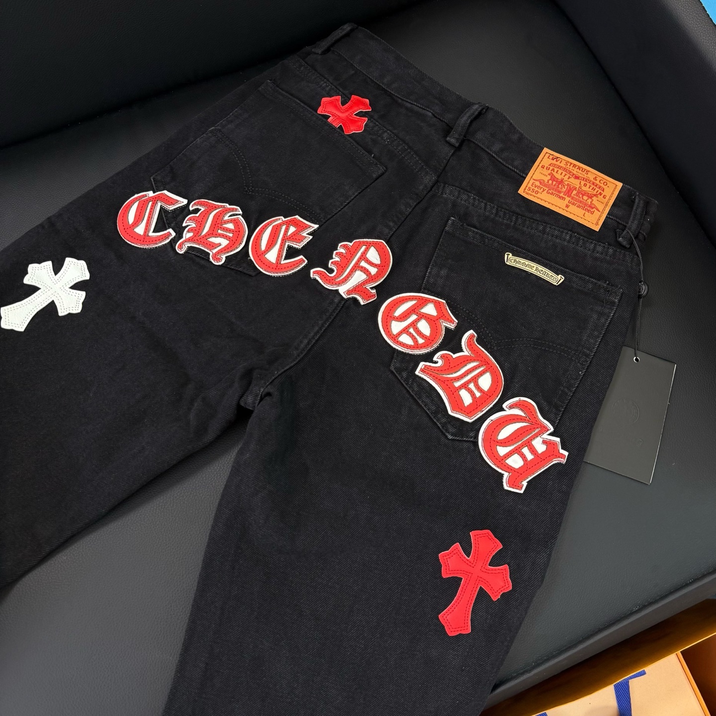 Chrome Hearts black and pink denim pants in 5 colors