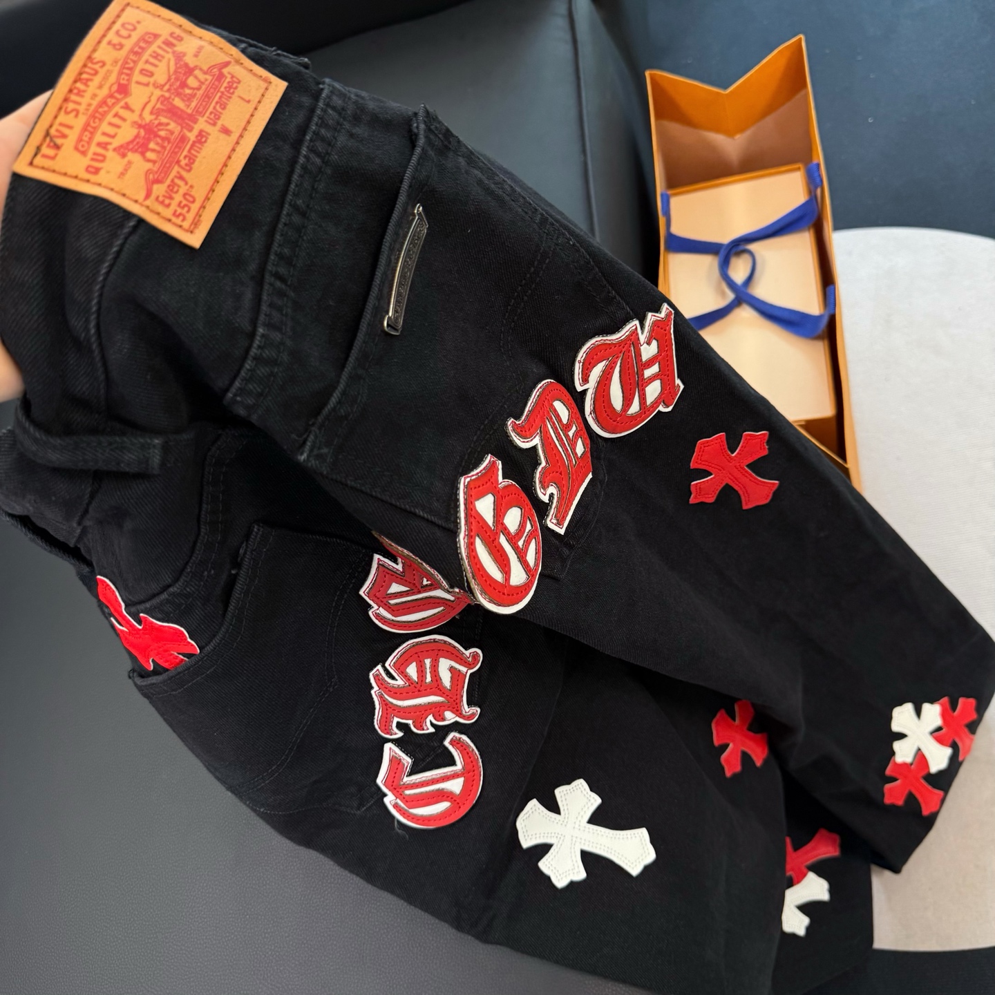 Chrome Hearts black and pink denim pants in 5 colors