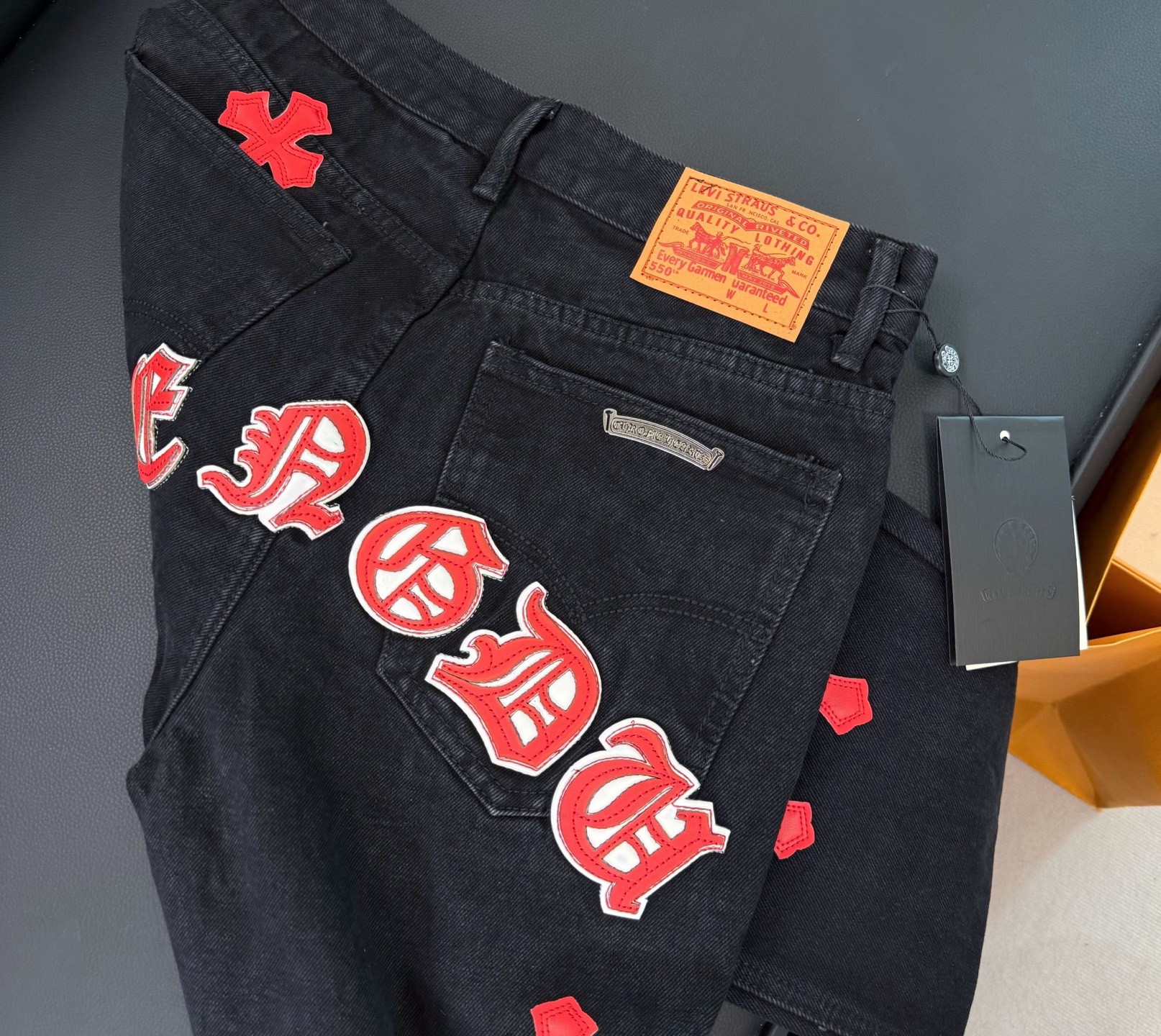 Chrome Hearts black and pink denim pants in 5 colors