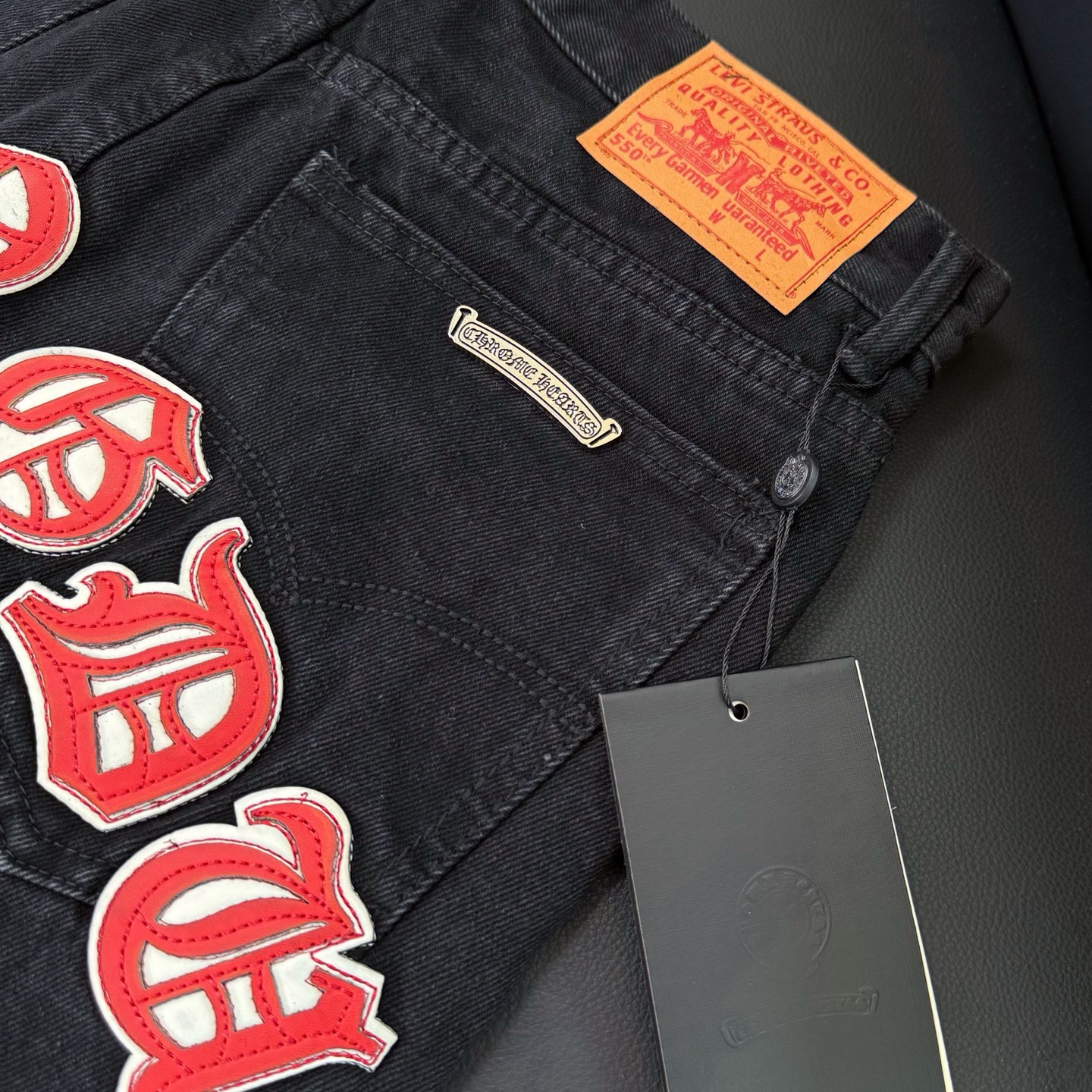 Chrome Hearts black and pink denim pants in 5 colors