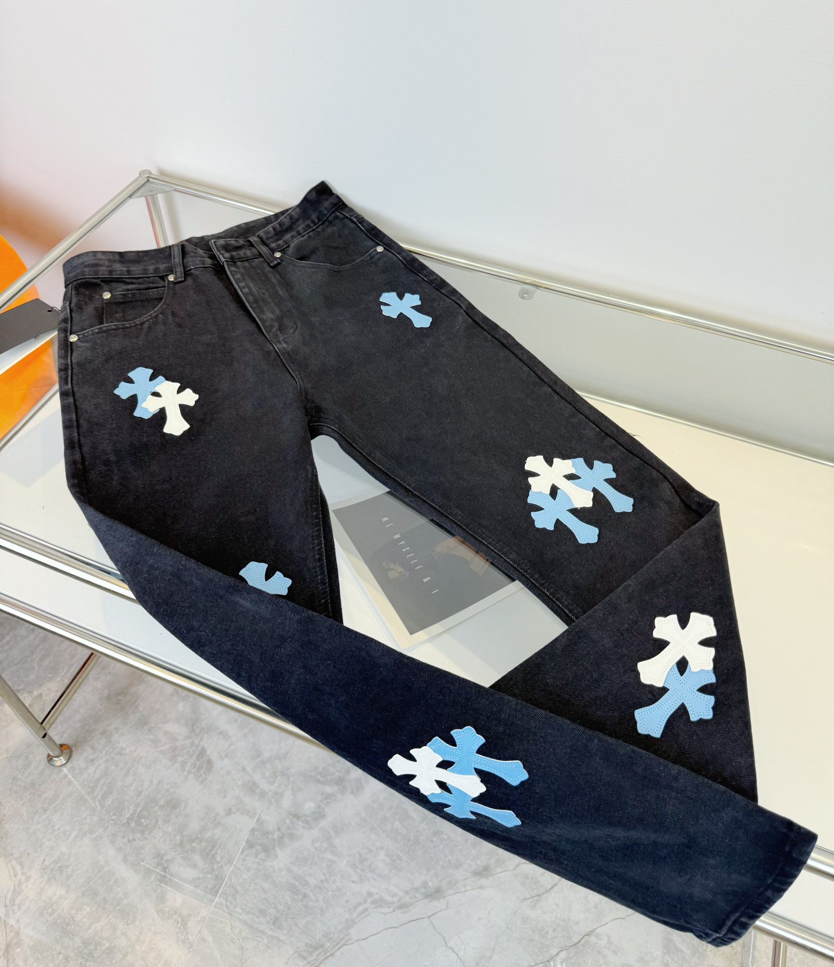 Chrome Hearts black and pink denim pants in 5 colors
