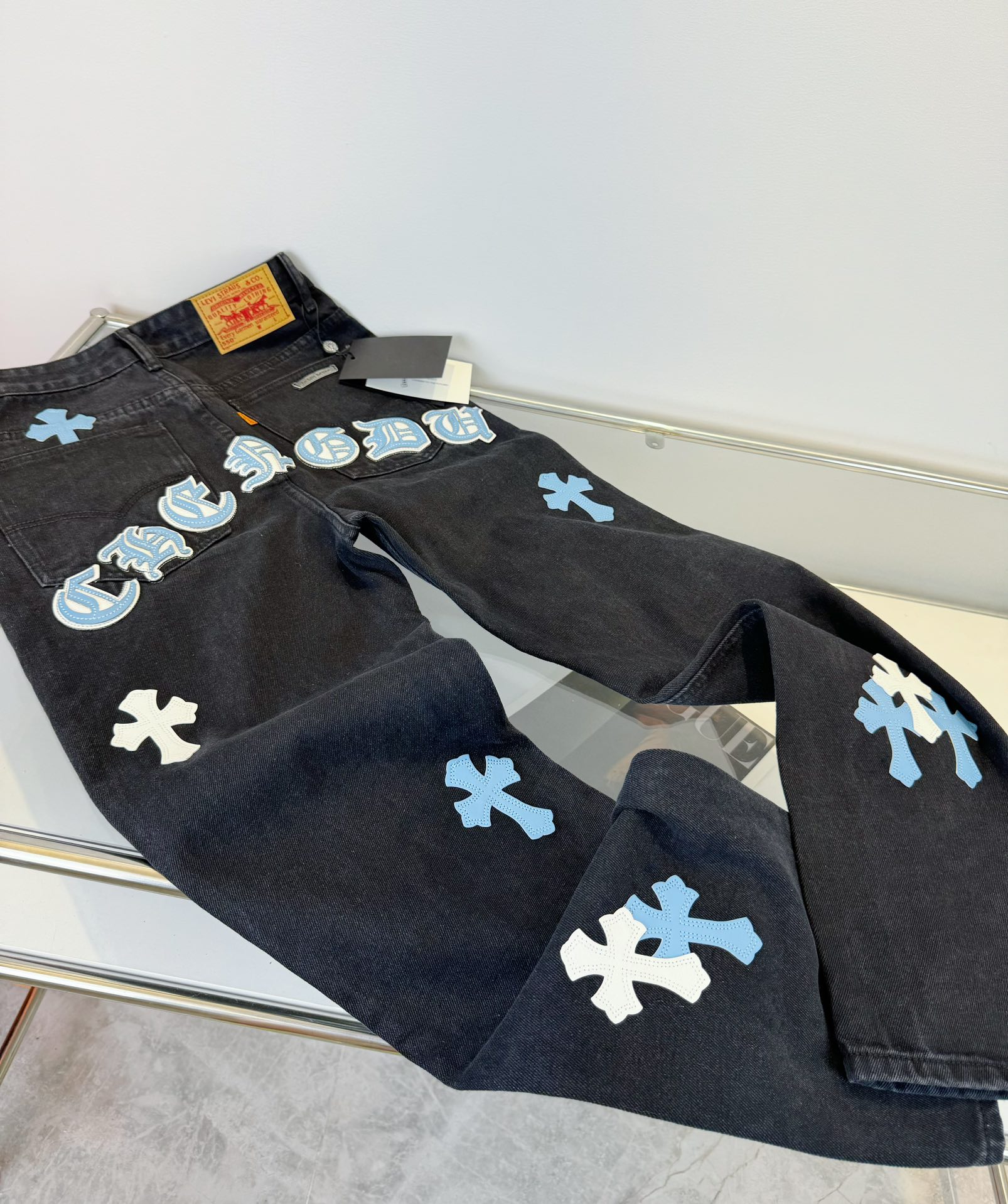Chrome Hearts black and pink denim pants in 5 colors