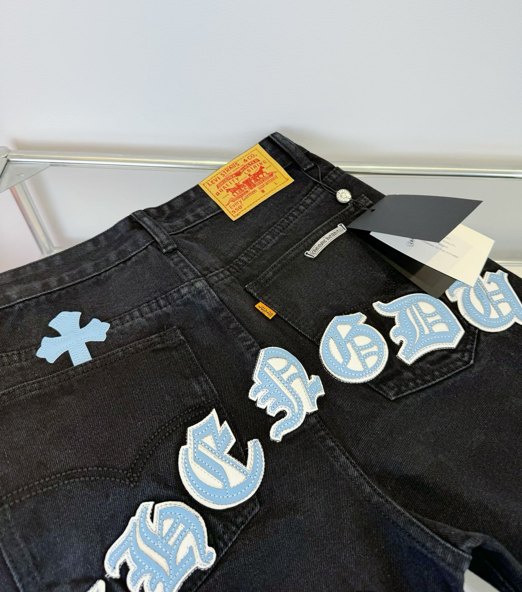 Chrome Hearts black and pink denim pants in 5 colors