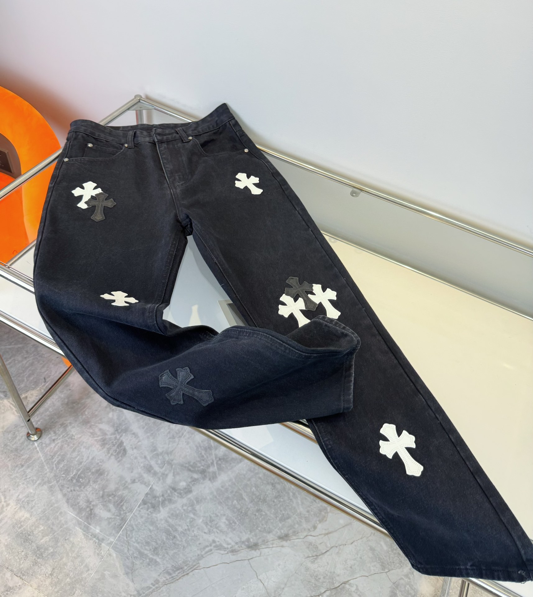 Chrome Hearts black and pink denim pants in 5 colors