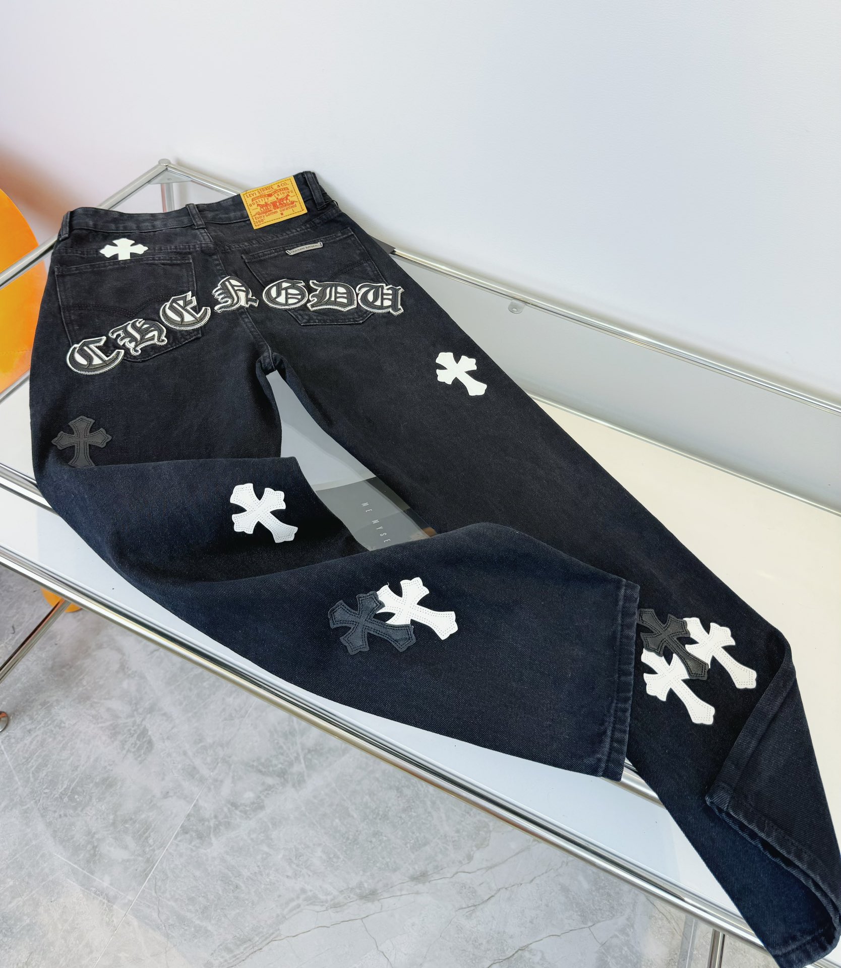 Chrome Hearts black and pink denim pants in 5 colors