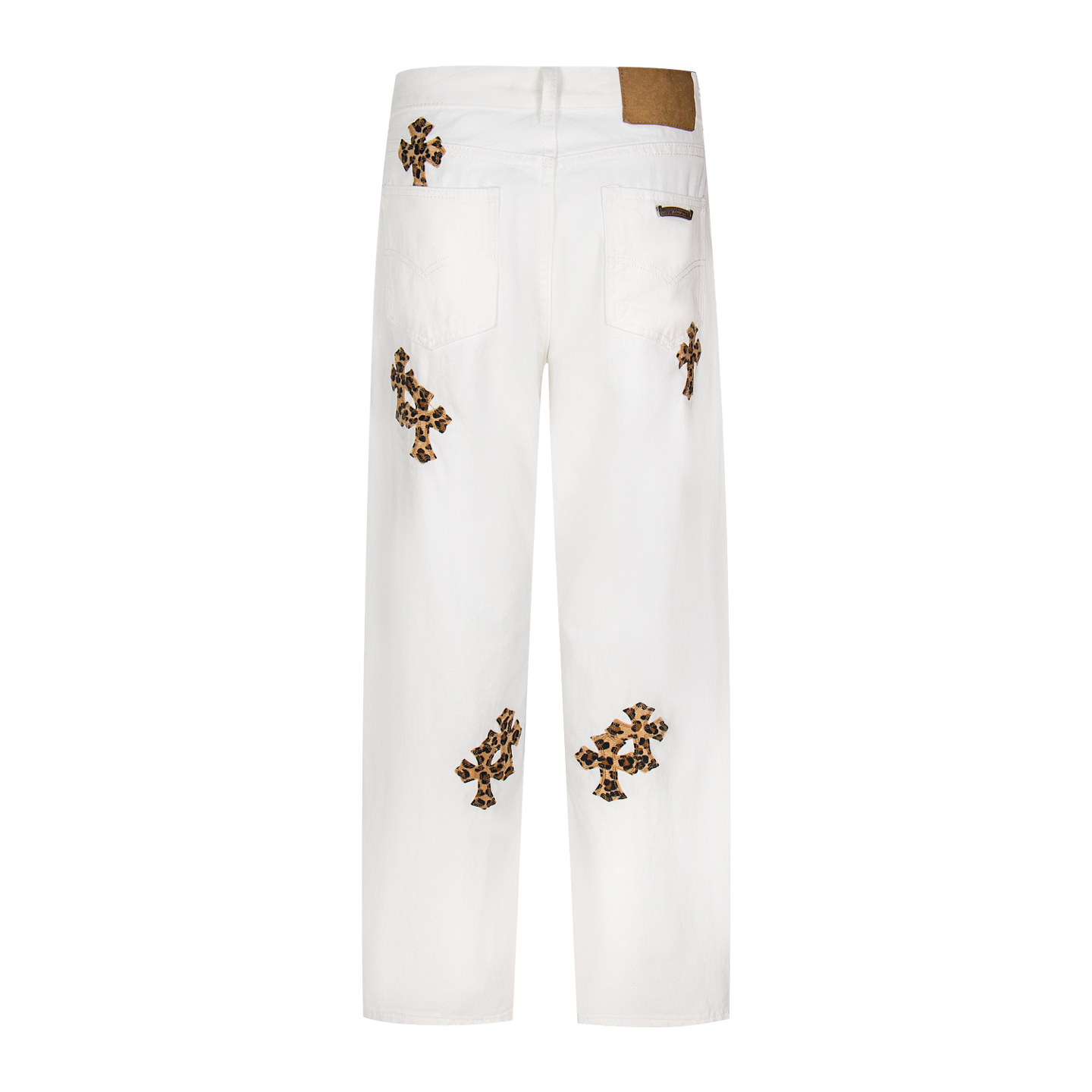 Chrome Hearts Mattyboy graffiti painted leopard print cross denim pants, unisex style