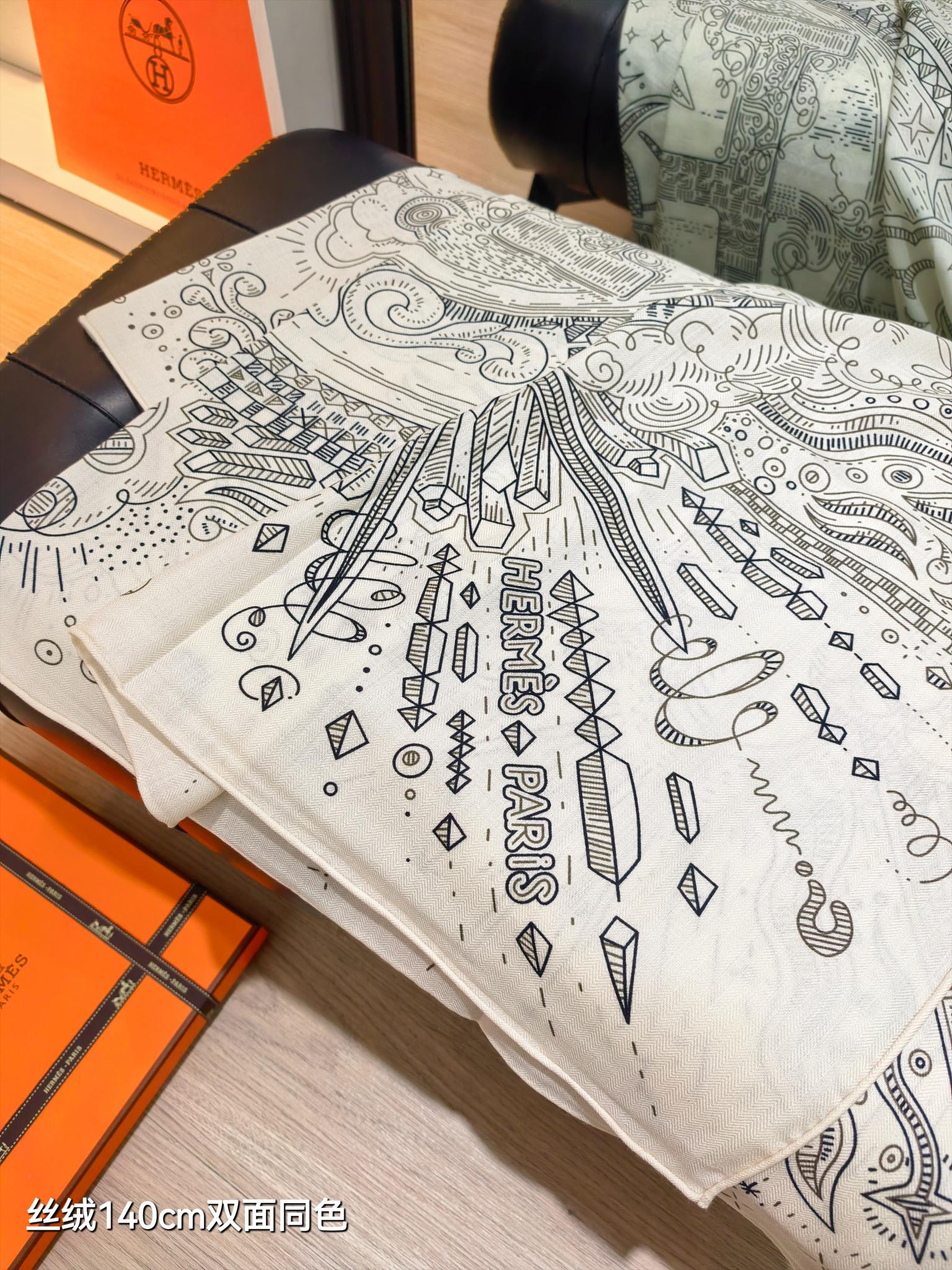 Hermès Carré 100 Cashmere Silk Scarf