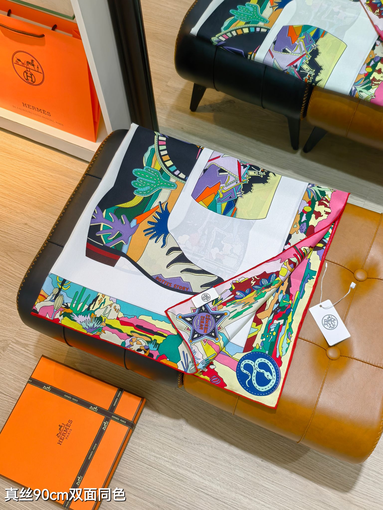 Hermès leather boots story scarf
