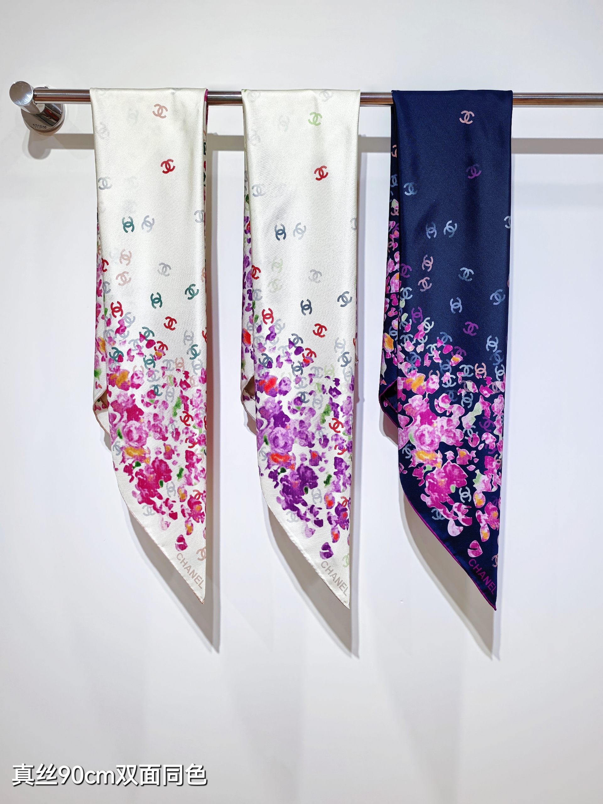 Chanel reversible tonal scarf
