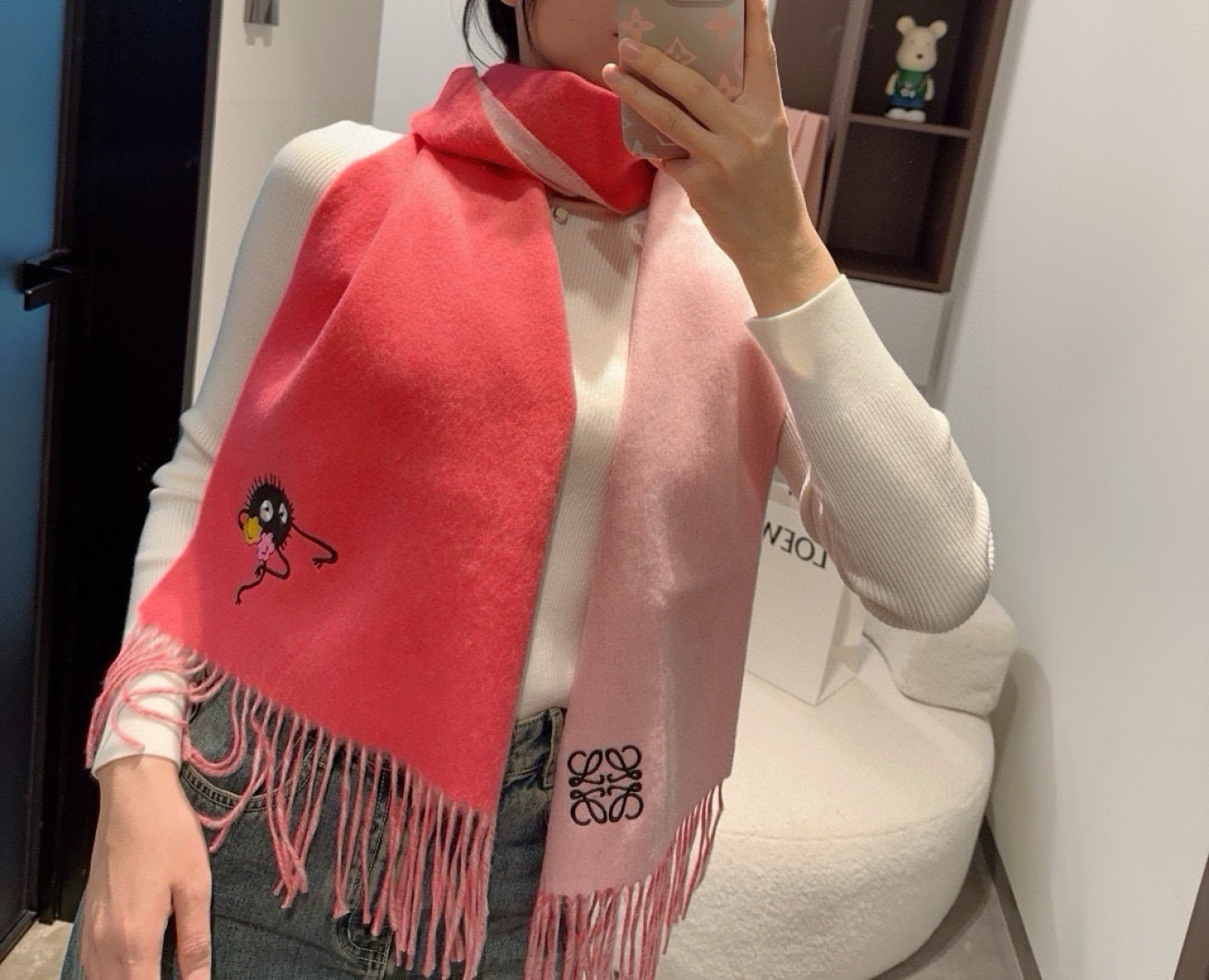 LOEWE red and pink scarf