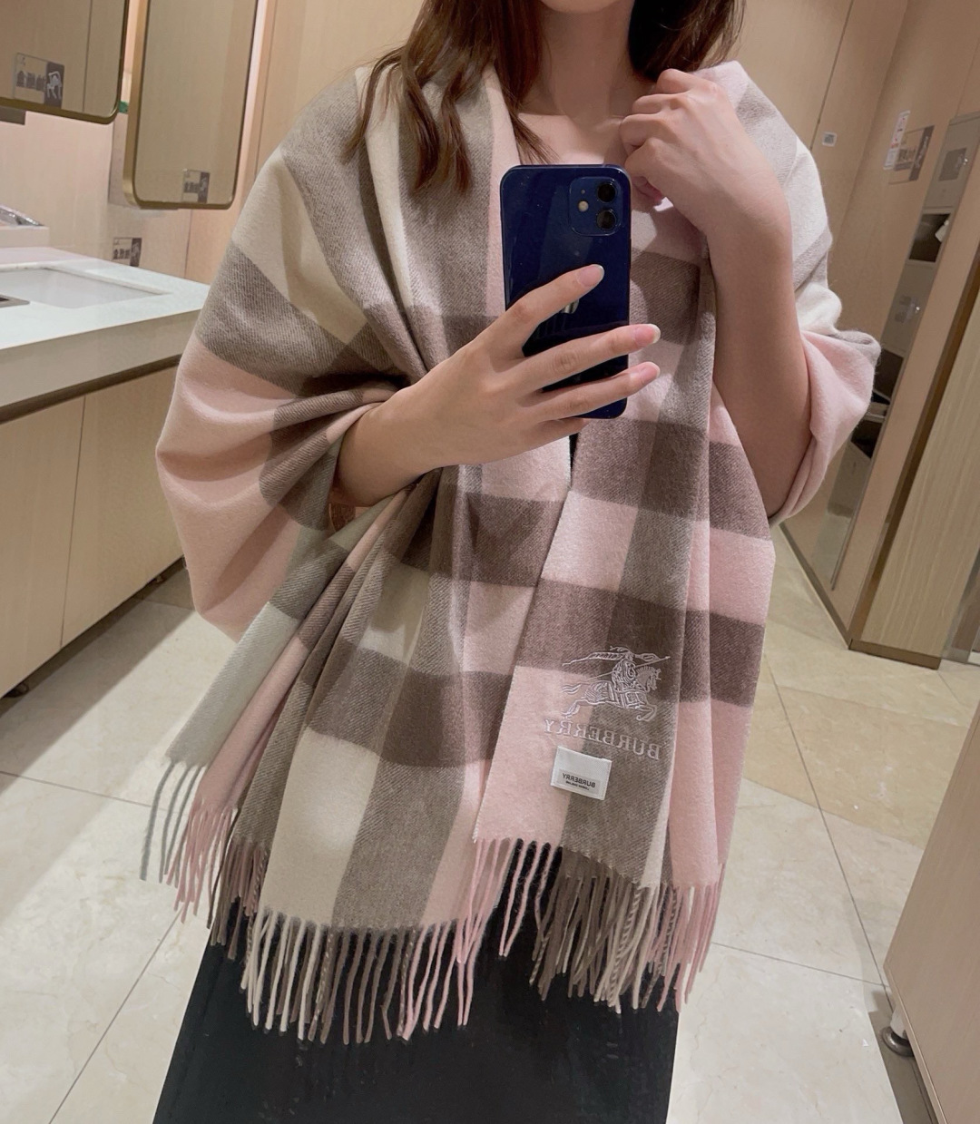 Burberry Warhorse Embroidered Classic Check Shawl