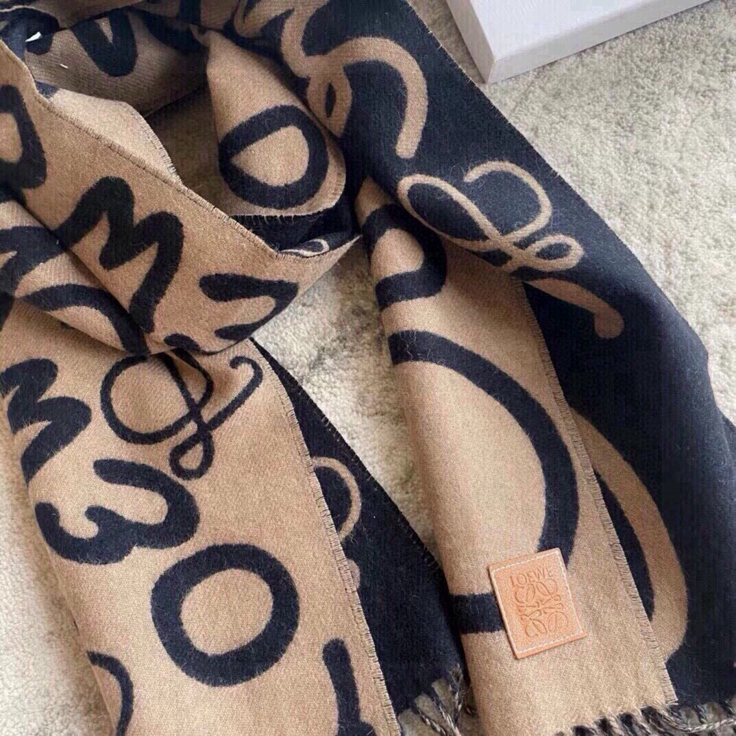 LOEWE graffiti double-sided scarf, unisex