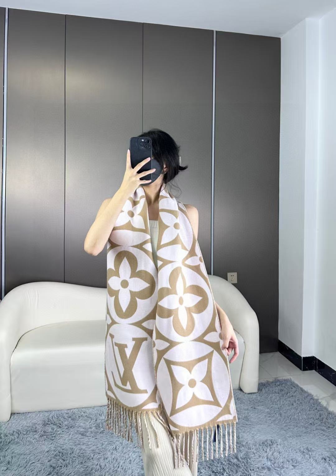 Louis Vuitton Large Monogram Floral Scarf