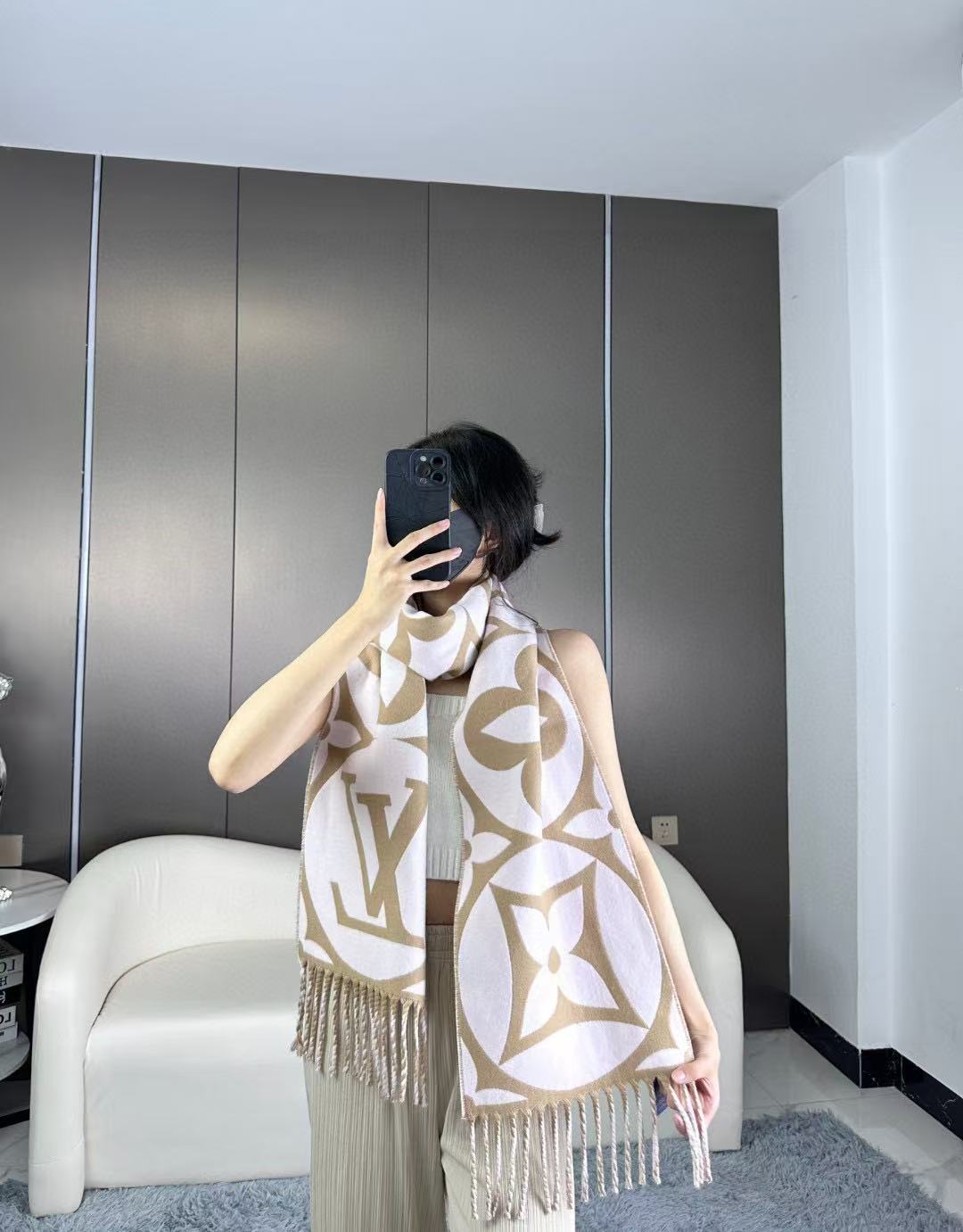 Louis Vuitton Large Monogram Floral Scarf