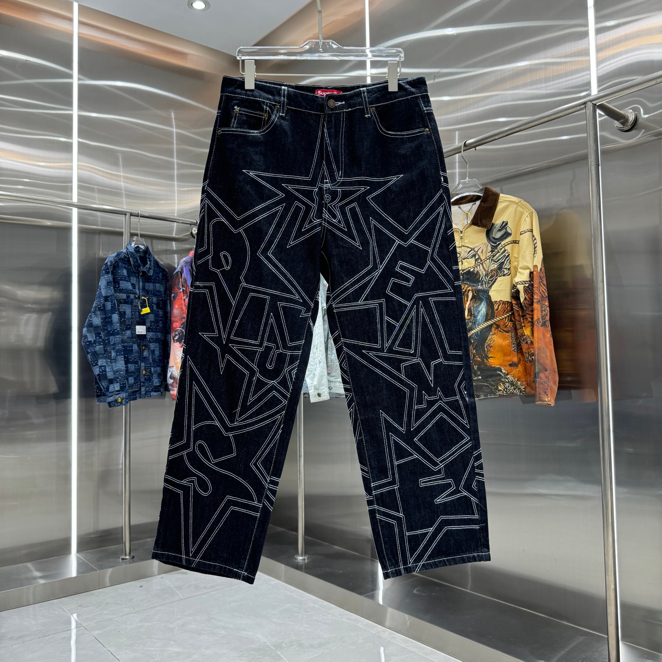 Supreme Star-stitched Relaxed Straight Jeans (Unisex)