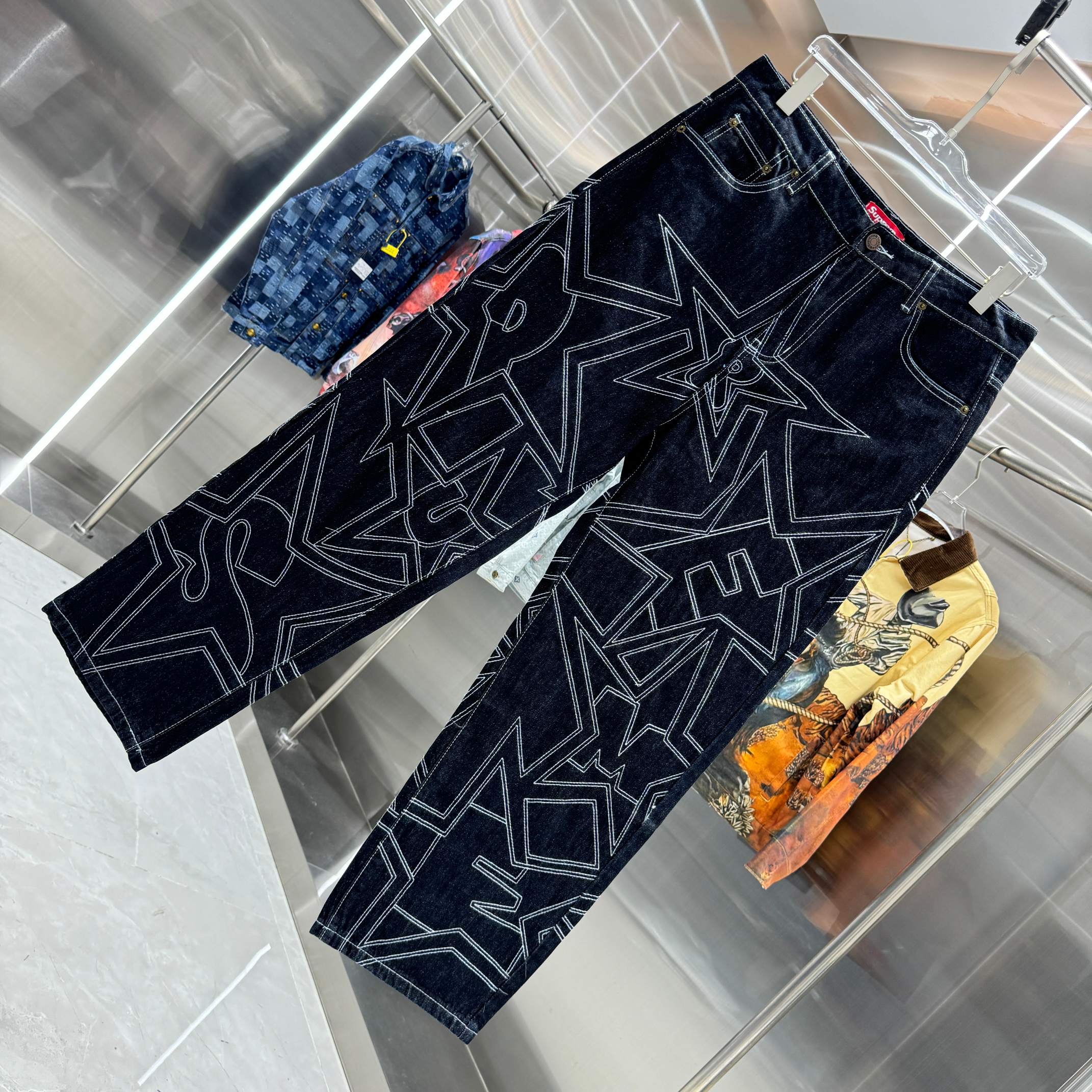 Supreme Star-stitched Relaxed Straight Jeans (Unisex)