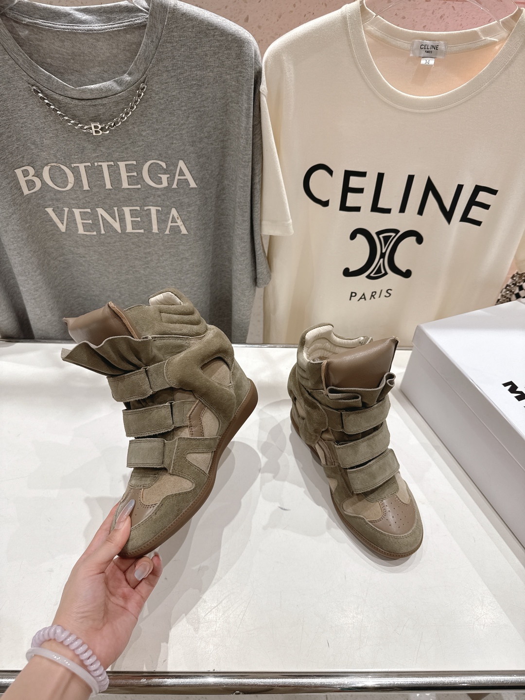 ISABEL MARANT autumn and winter new style high-top casual shoes with increased height and color matching
