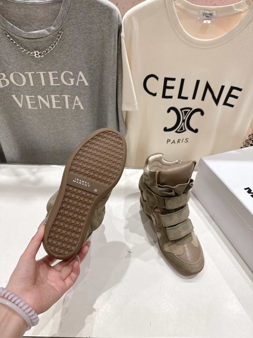 ISABEL MARANT autumn and winter new style high-top casual shoes with increased height and color matching