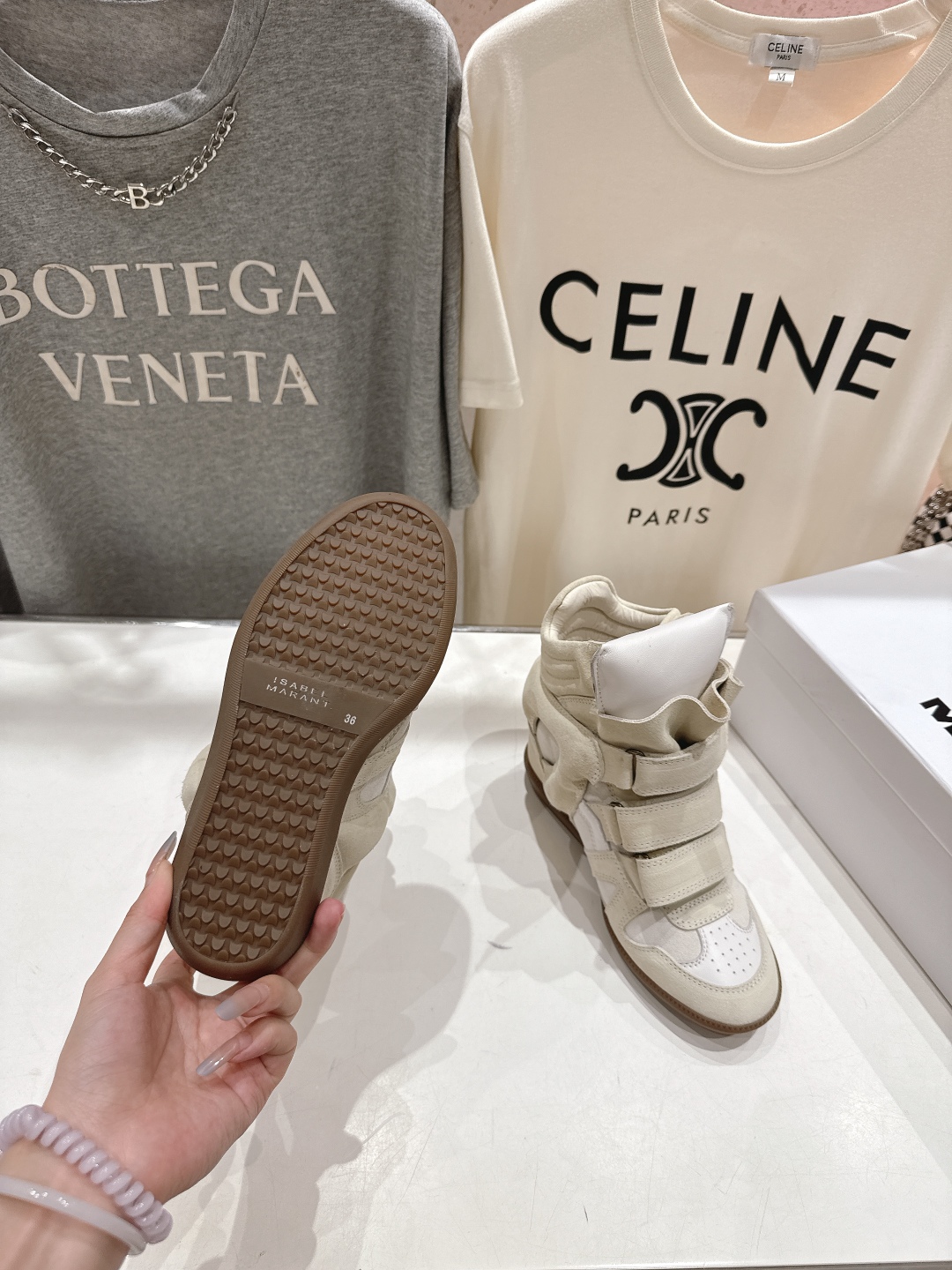 ISABEL MARANT autumn and winter new style high-top casual shoes with increased height and color matching