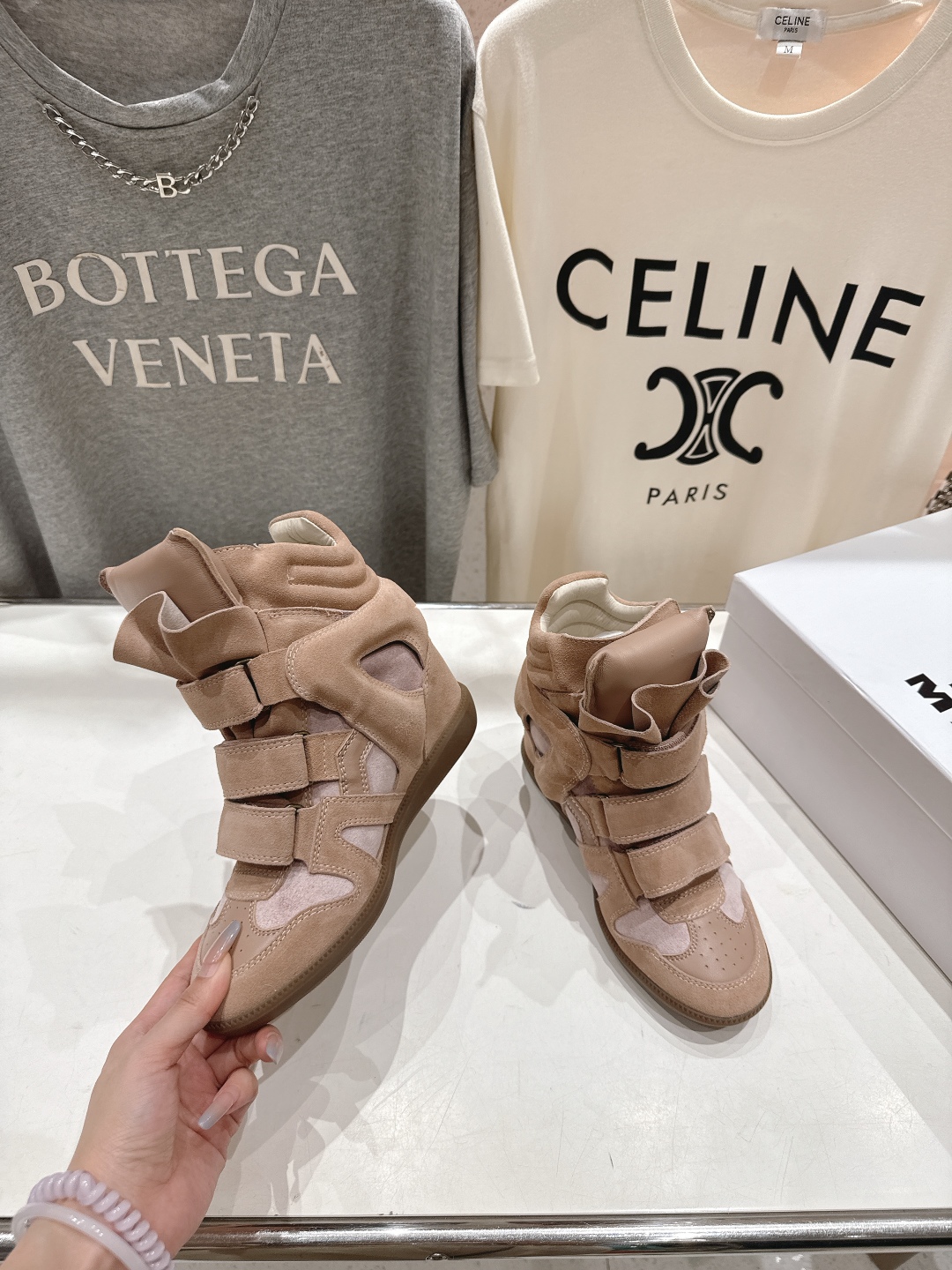 ISABEL MARANT autumn and winter new style high-top casual shoes with increased height and color matching