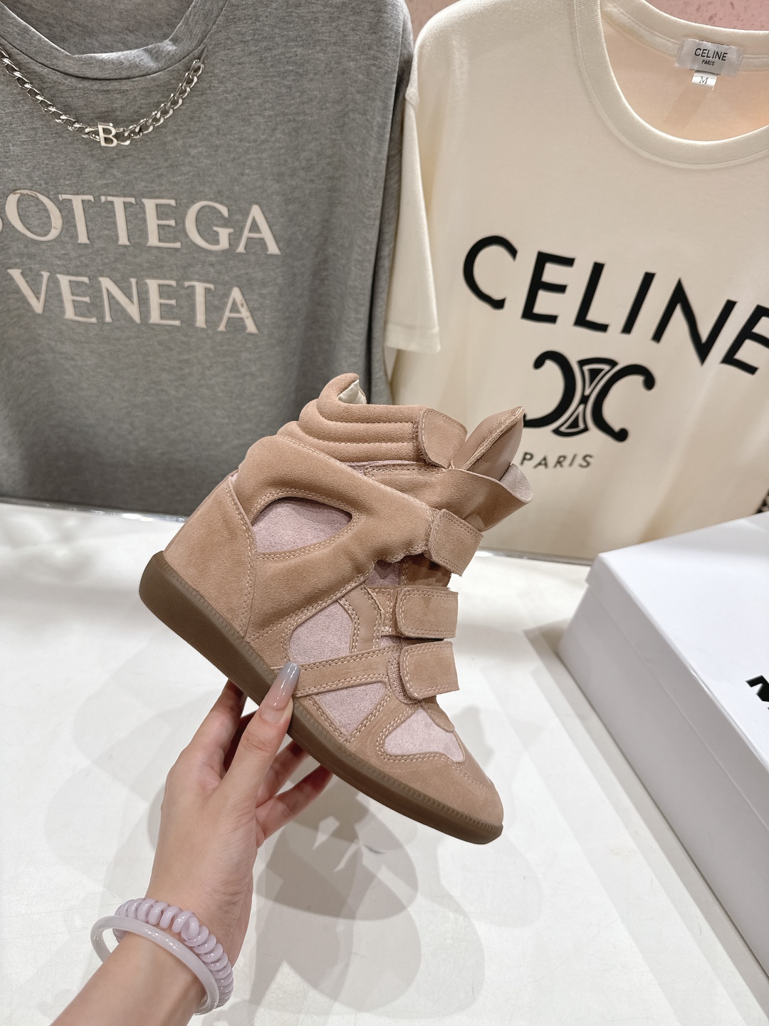 ISABEL MARANT autumn and winter new style high-top casual shoes with increased height and color matching