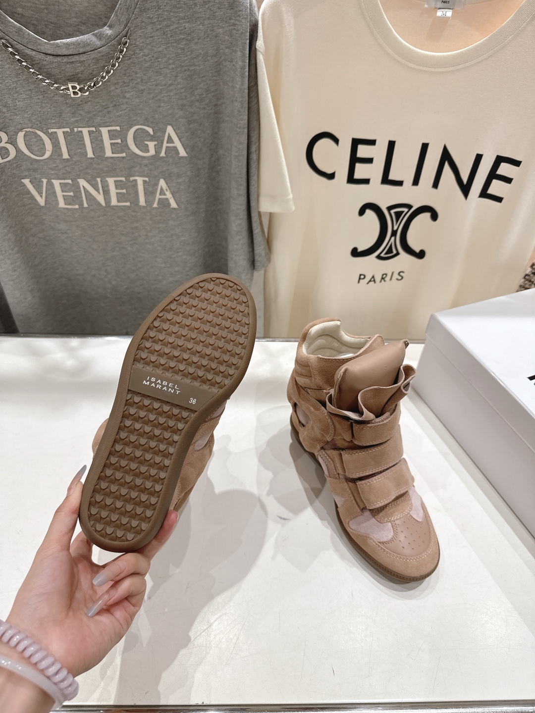 ISABEL MARANT autumn and winter new style high-top casual shoes with increased height and color matching