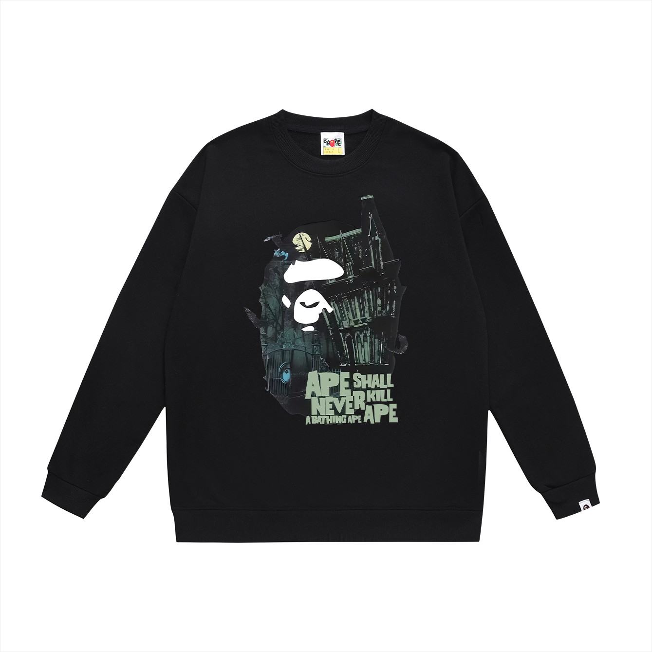 BAPE Halloween Limited Edition Ape Head Mansion Pattern Round Neck Sweatshirt