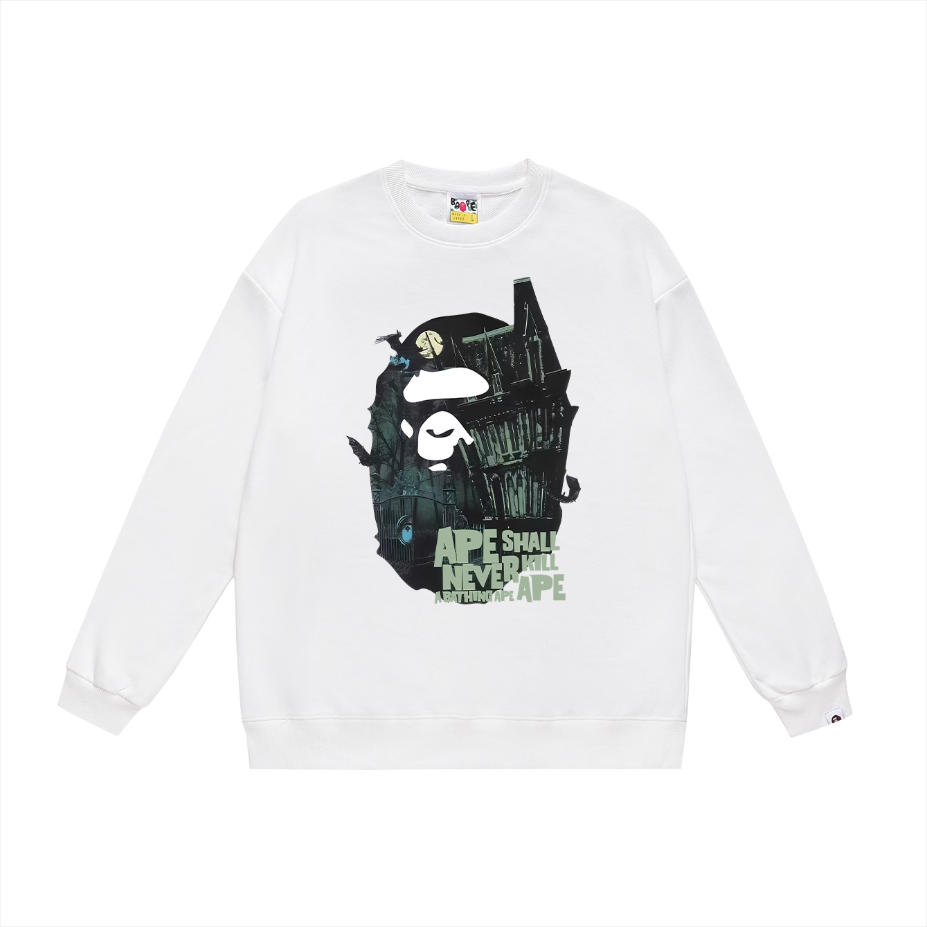 BAPE Halloween Limited Edition Ape Head Mansion Pattern Round Neck Sweatshirt