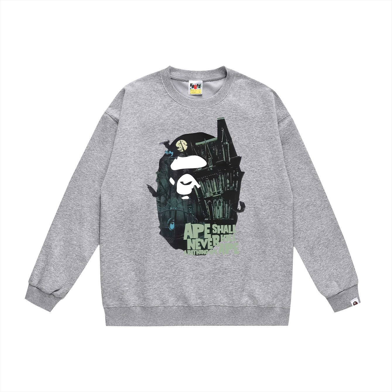 BAPE Halloween Limited Edition Ape Head Mansion Pattern Round Neck Sweatshirt