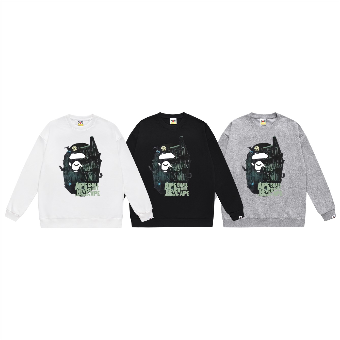 BAPE Halloween Limited Edition Ape Head Mansion Pattern Round Neck Sweatshirt