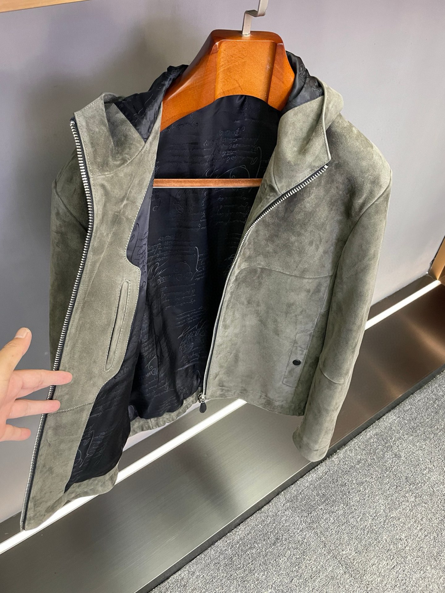 BERLUTI sheepskin jacket hoodie