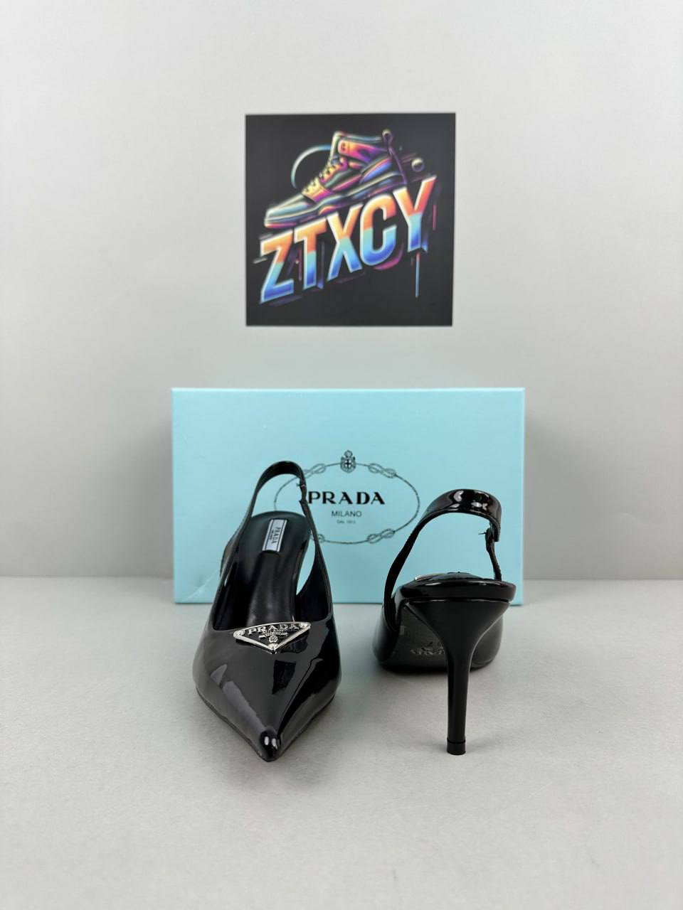 Prada Triangle Logo Pointed Toe Slingback Pumps [4 styles]