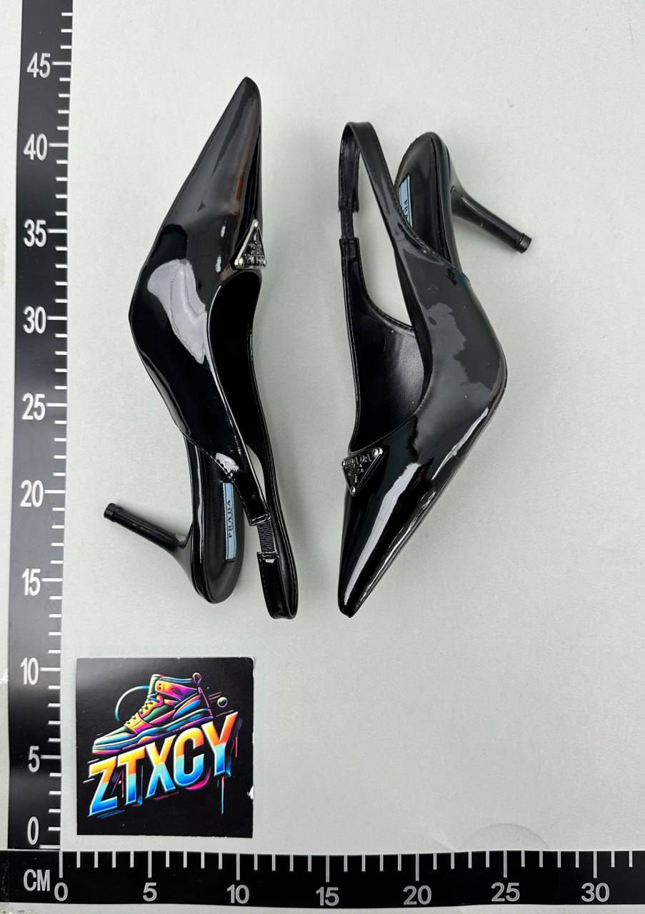 Prada Triangle Logo Pointed Toe Slingback Pumps [4 styles]