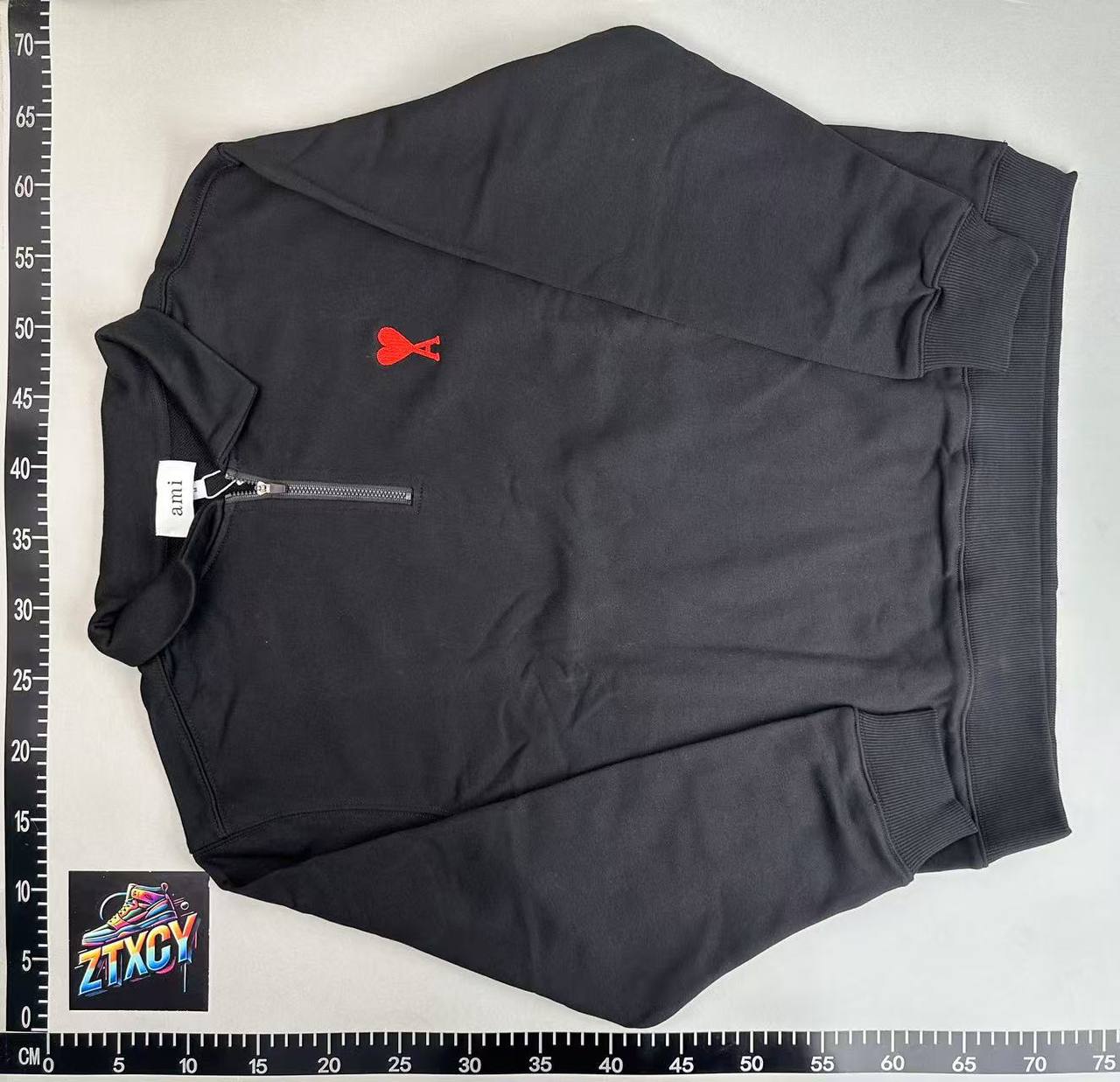 Half-Zip Sweater with Red Heart Embroidery [3 styles]